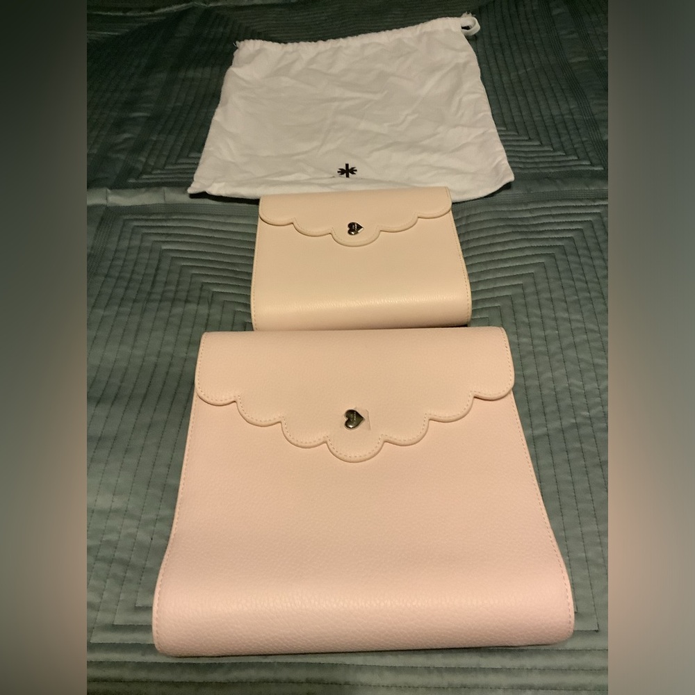 Pink Scalloped Leather A6 Rings Planner Aura Estelle New